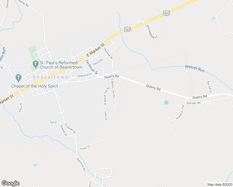 map of restaurants, bars, coffee shops, grocery stores, and more near 125 East Beaver Trail Road in Beavertown