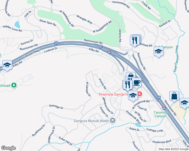 map of restaurants, bars, coffee shops, grocery stores, and more near 3455 Cedar Drive in Park City
