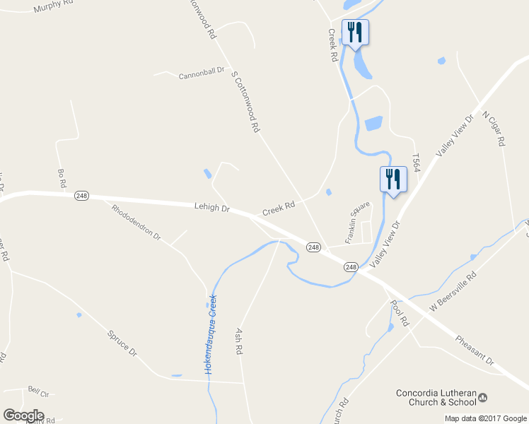 map of restaurants, bars, coffee shops, grocery stores, and more near 3398 Creek Road in Northampton