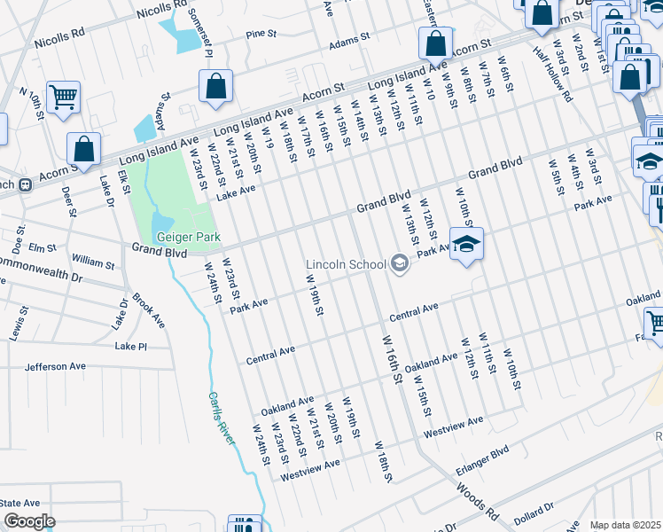 map of restaurants, bars, coffee shops, grocery stores, and more near 157 W 18th St in Deer Park