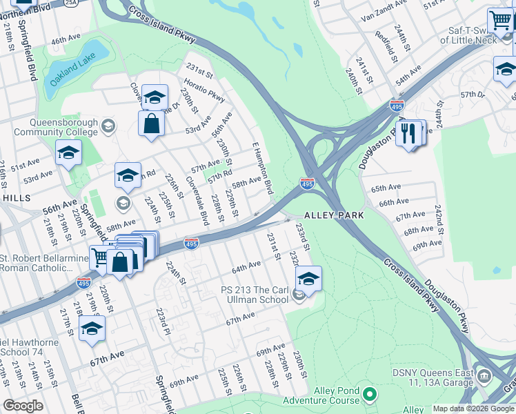 map of restaurants, bars, coffee shops, grocery stores, and more near in Queens