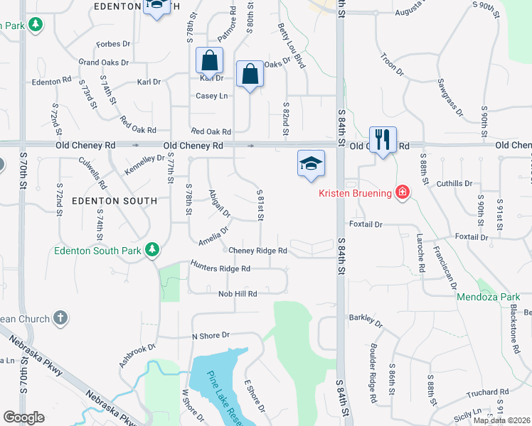 map of restaurants, bars, coffee shops, grocery stores, and more near 6040 South 81st Street in Lincoln