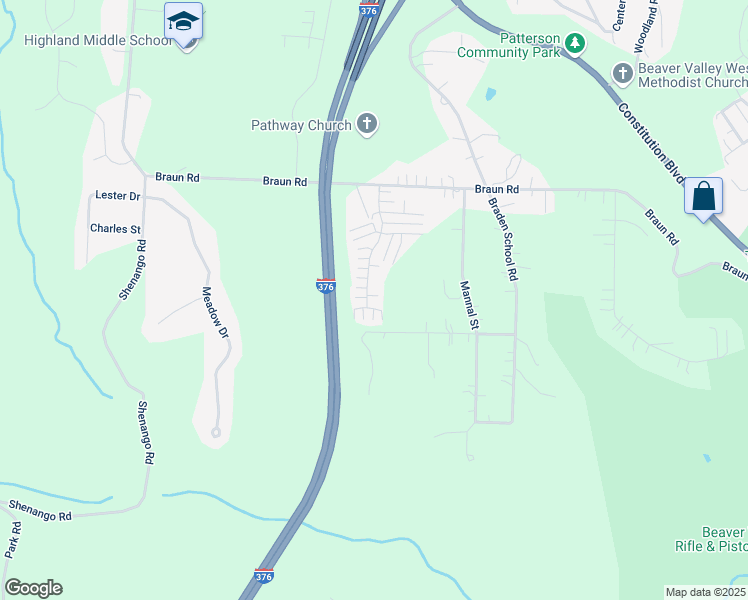 map of restaurants, bars, coffee shops, grocery stores, and more near 1140 Timberwood Drive in Beaver Falls