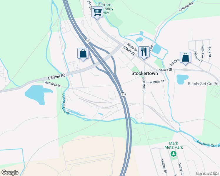 map of restaurants, bars, coffee shops, grocery stores, and more near 409 Hercules Drive in Easton