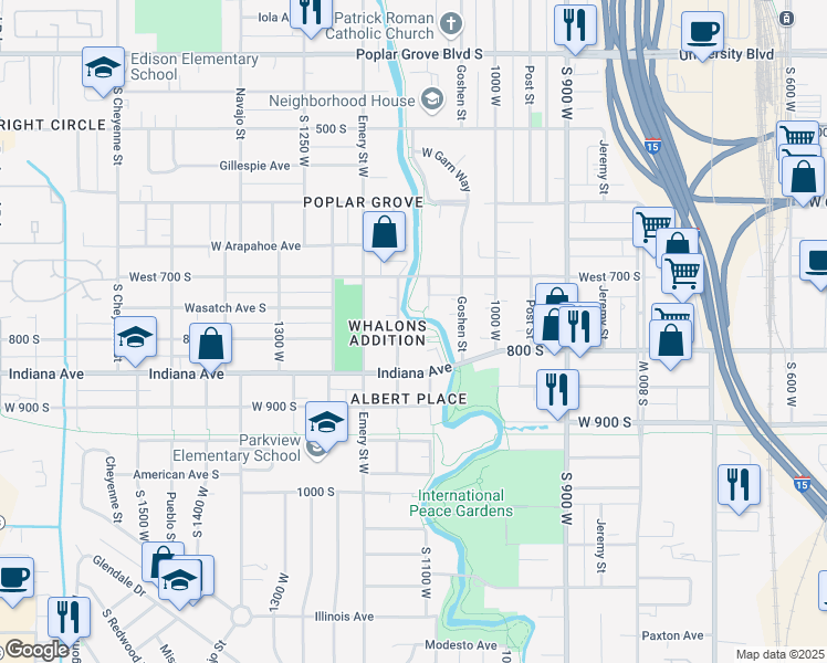 map of restaurants, bars, coffee shops, grocery stores, and more near 1109 West 800 South in Salt Lake City