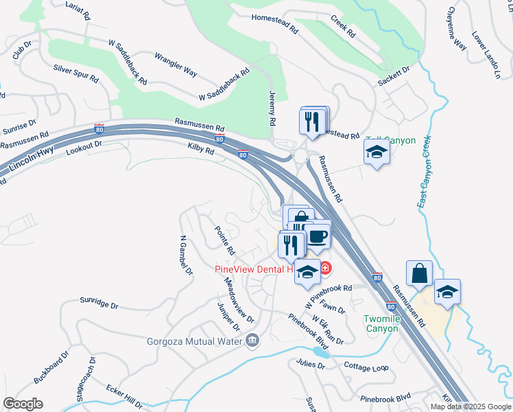 map of restaurants, bars, coffee shops, grocery stores, and more near 3302 Quarry Springs Drive in Park City