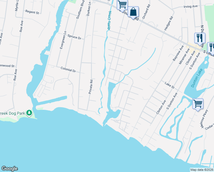 map of restaurants, bars, coffee shops, grocery stores, and more near 8 Wall Street in Patchogue