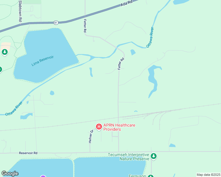 map of restaurants, bars, coffee shops, grocery stores, and more near 913-993 Fetter Road in Lima