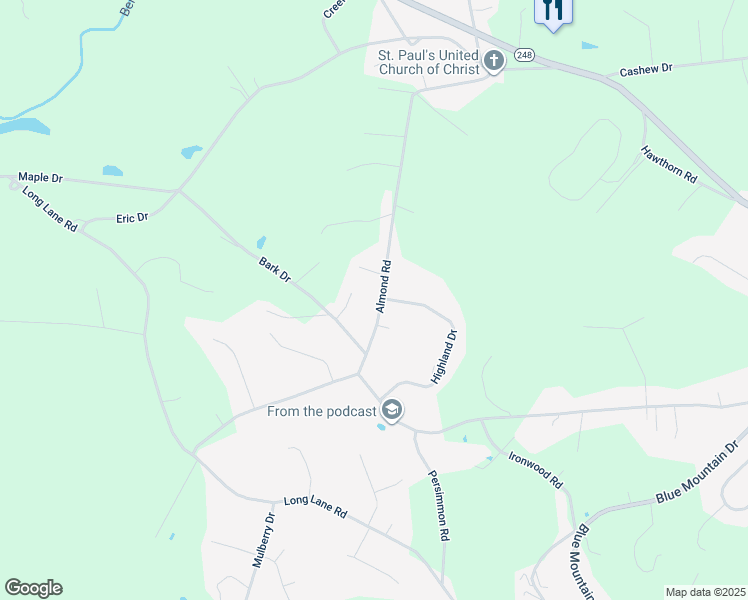 map of restaurants, bars, coffee shops, grocery stores, and more near 677 Almond Road in Walnutport