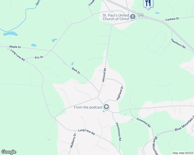 map of restaurants, bars, coffee shops, grocery stores, and more near 668 Bark Drive in Walnutport