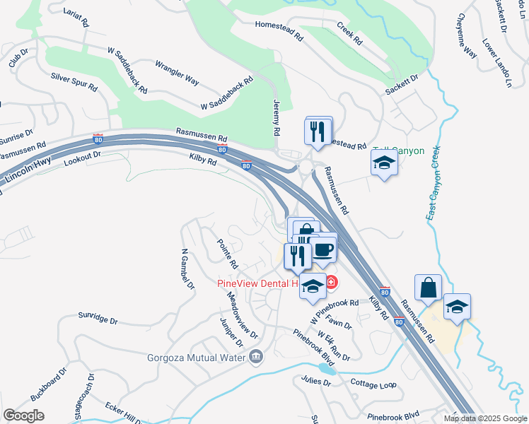 map of restaurants, bars, coffee shops, grocery stores, and more near 3041 Cedar Drive in Park City