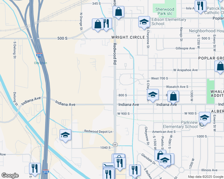 map of restaurants, bars, coffee shops, grocery stores, and more near 760 South Redwood Road in Salt Lake City
