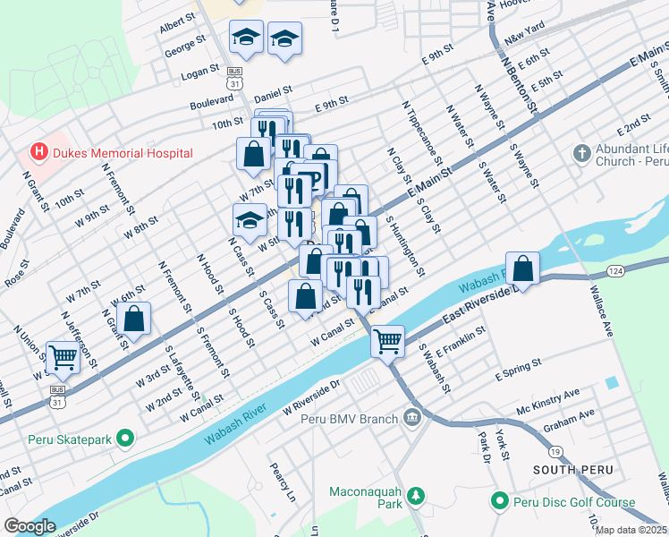 map of restaurants, bars, coffee shops, grocery stores, and more near in Peru