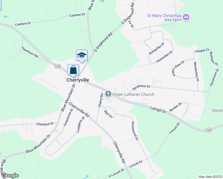 map of restaurants, bars, coffee shops, grocery stores, and more near 4132 Lehigh Drive in Northampton