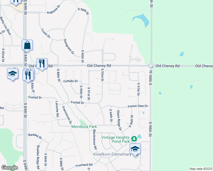 map of restaurants, bars, coffee shops, grocery stores, and more near 9237 Dargent Court in Lincoln