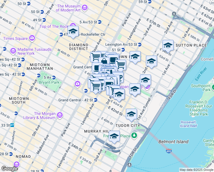 map of restaurants, bars, coffee shops, grocery stores, and more near in New York