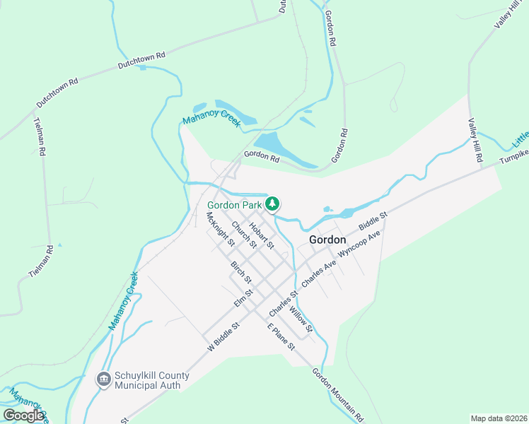 map of restaurants, bars, coffee shops, grocery stores, and more near Royer Street in Gordon