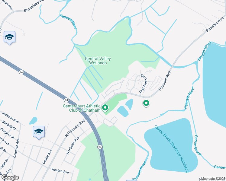 map of restaurants, bars, coffee shops, grocery stores, and more near 1901 Sterling Drive in Florham Park