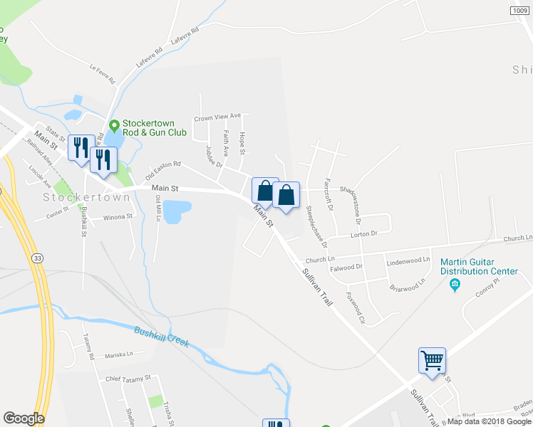 map of restaurants, bars, coffee shops, grocery stores, and more near 11 Main Street in Easton
