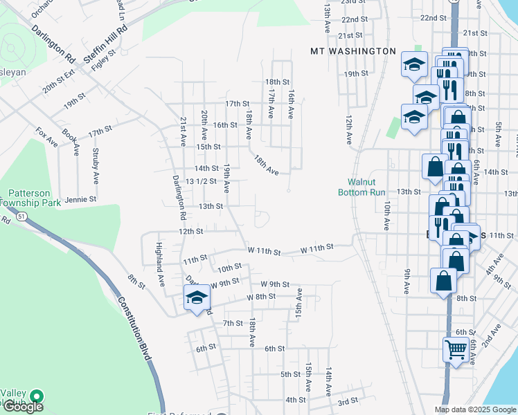 map of restaurants, bars, coffee shops, grocery stores, and more near in Beaver Falls