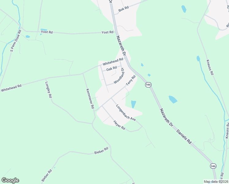 map of restaurants, bars, coffee shops, grocery stores, and more near 2152 Terry Road in Nazareth