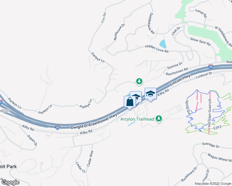 map of restaurants, bars, coffee shops, grocery stores, and more near 8720 Parleys Lane in Park City