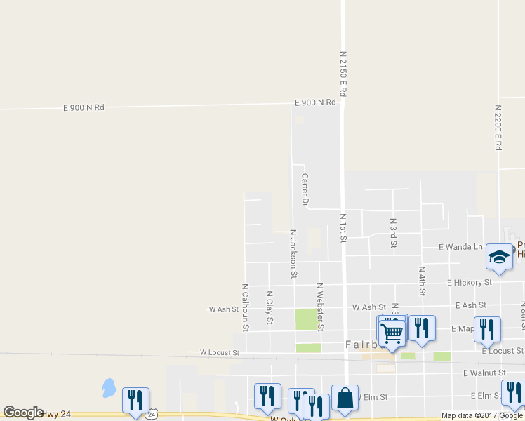 map of restaurants, bars, coffee shops, grocery stores, and more near 29 Canterbury Court in Fairbury