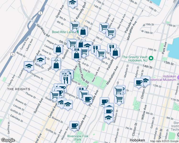 map of restaurants, bars, coffee shops, grocery stores, and more near in Union City