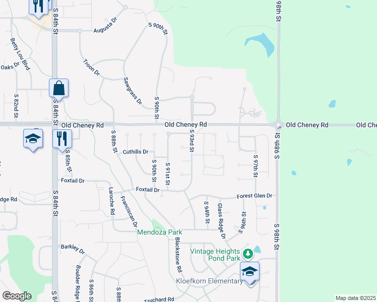 map of restaurants, bars, coffee shops, grocery stores, and more near 9237 Dargent Court in Lincoln