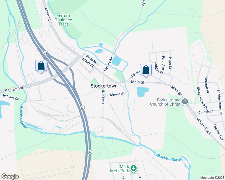 map of restaurants, bars, coffee shops, grocery stores, and more near 115 Center Street in Easton