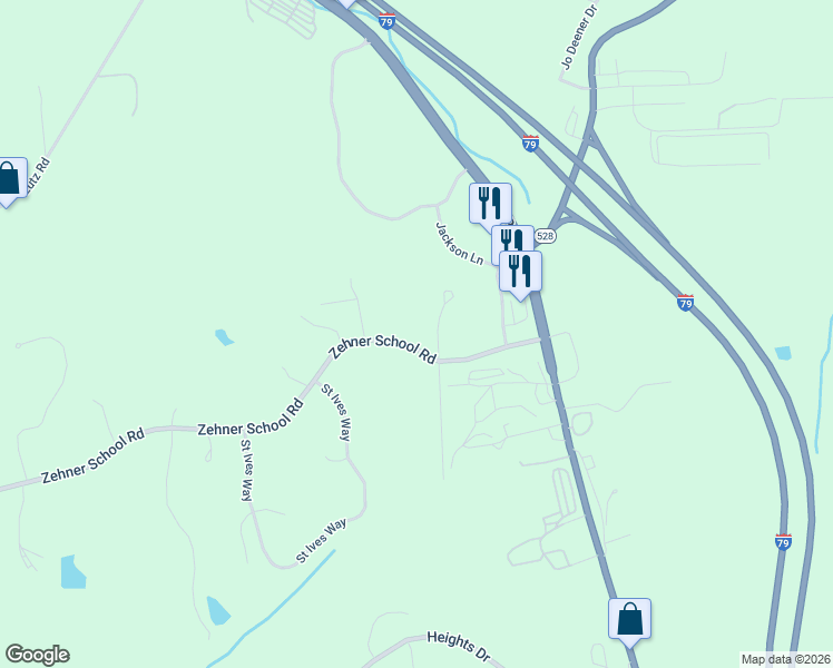 map of restaurants, bars, coffee shops, grocery stores, and more near 143 Zehner School Road in Zelienople