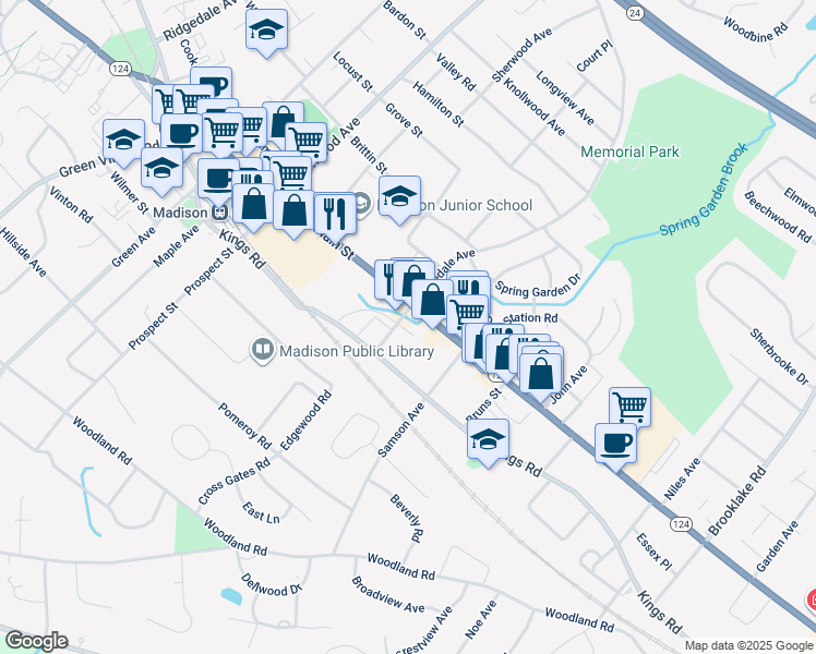 map of restaurants, bars, coffee shops, grocery stores, and more near 2D Cottage Place in Madison