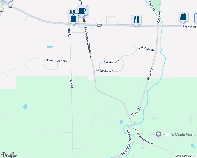 map of restaurants, bars, coffee shops, grocery stores, and more near 209 Lexington Ontario Road in Mansfield