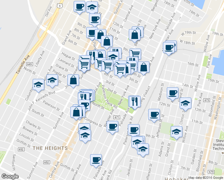 map of restaurants, bars, coffee shops, grocery stores, and more near in Union City