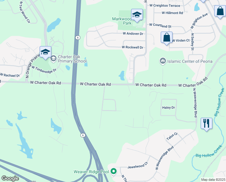 map of restaurants, bars, coffee shops, grocery stores, and more near 4608 W Charter Oak Rd in Peoria