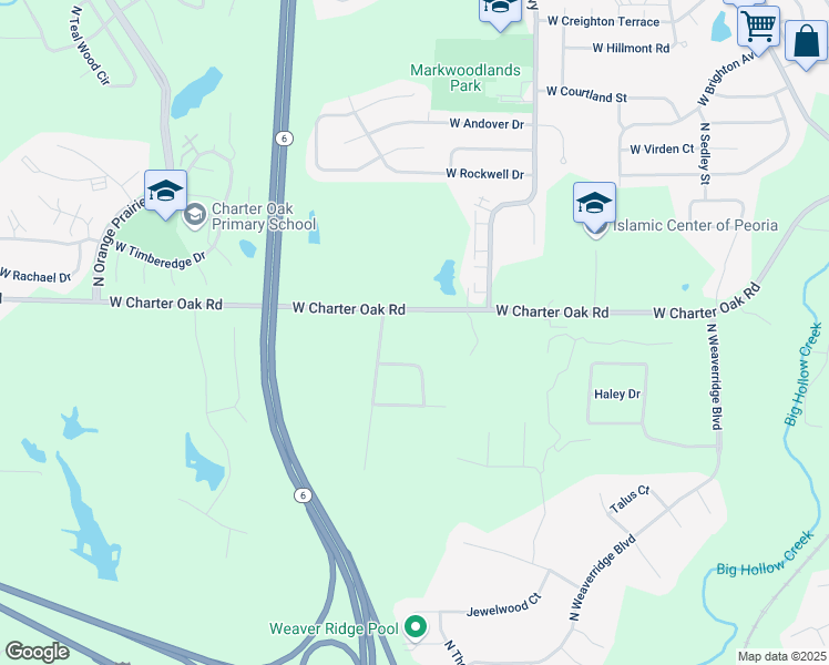 map of restaurants, bars, coffee shops, grocery stores, and more near 4608 West Charter Oak Road in Peoria