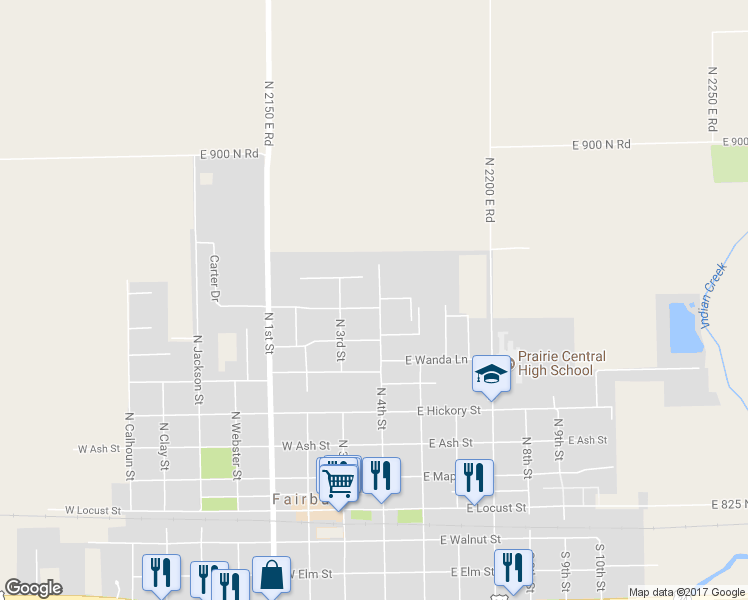 map of restaurants, bars, coffee shops, grocery stores, and more near 700 North 4th Street in Fairbury