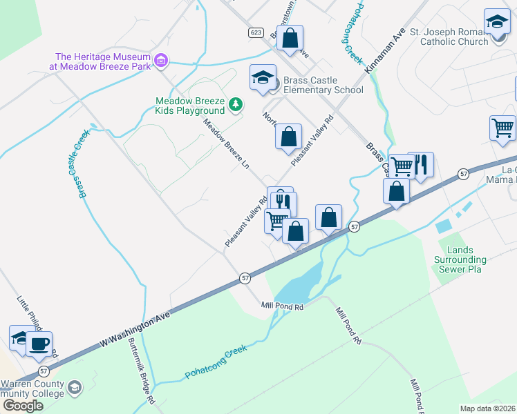 map of restaurants, bars, coffee shops, grocery stores, and more near 46 Pleasant Valley Road in Washington