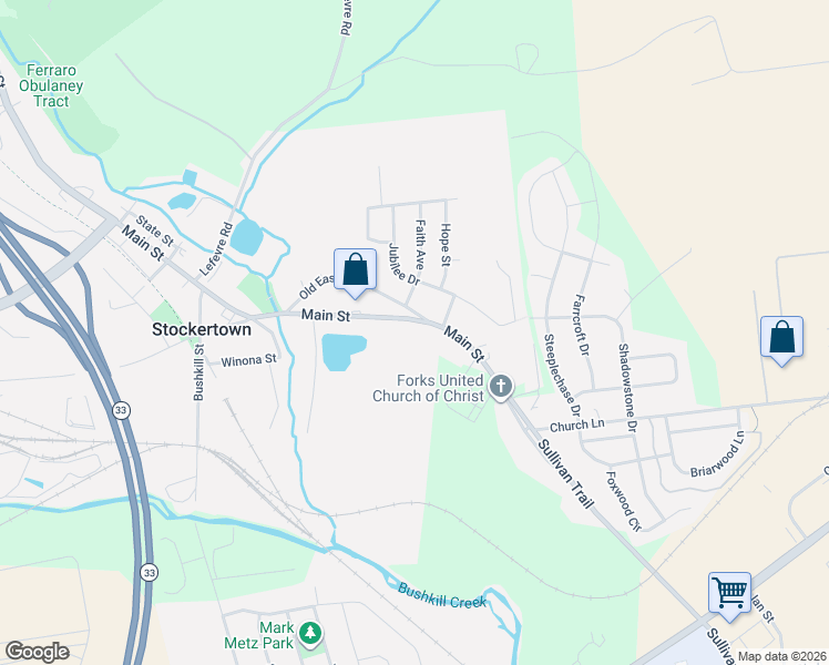 map of restaurants, bars, coffee shops, grocery stores, and more near 40 Main Street in Easton