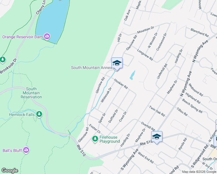map of restaurants, bars, coffee shops, grocery stores, and more near 67 Whiteoak Drive in South Orange