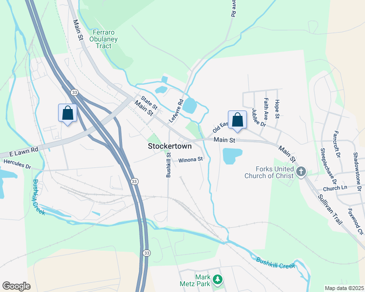 map of restaurants, bars, coffee shops, grocery stores, and more near 115 Center Street in Easton