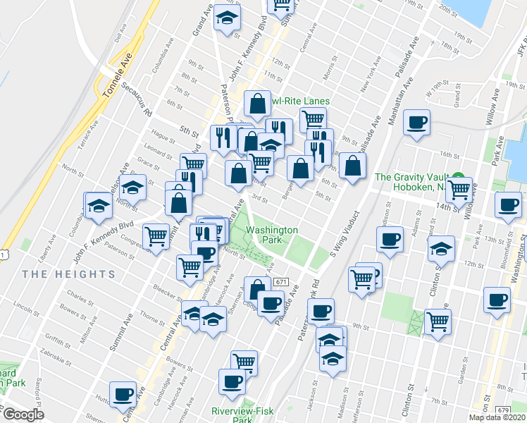 map of restaurants, bars, coffee shops, grocery stores, and more near in Union City