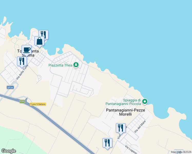 map of restaurants, bars, coffee shops, grocery stores, and more near in Torre Santa Sabina