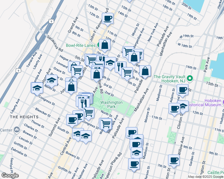 map of restaurants, bars, coffee shops, grocery stores, and more near in Union City