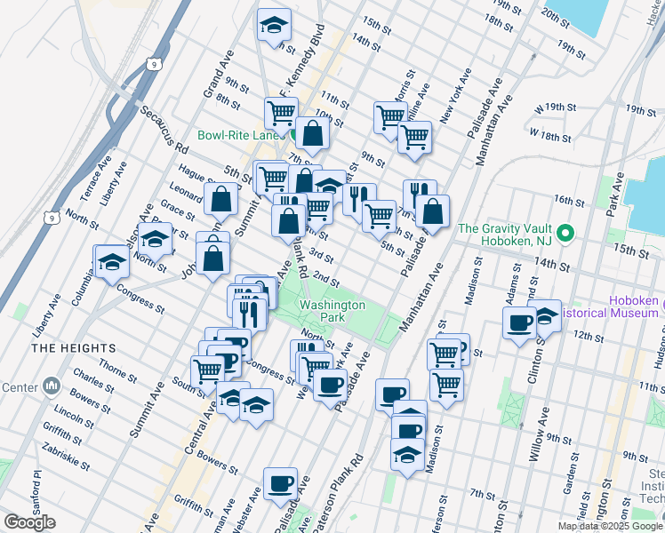 map of restaurants, bars, coffee shops, grocery stores, and more near in Union City