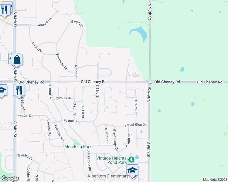 map of restaurants, bars, coffee shops, grocery stores, and more near 9547 Mortensen Court in Lincoln