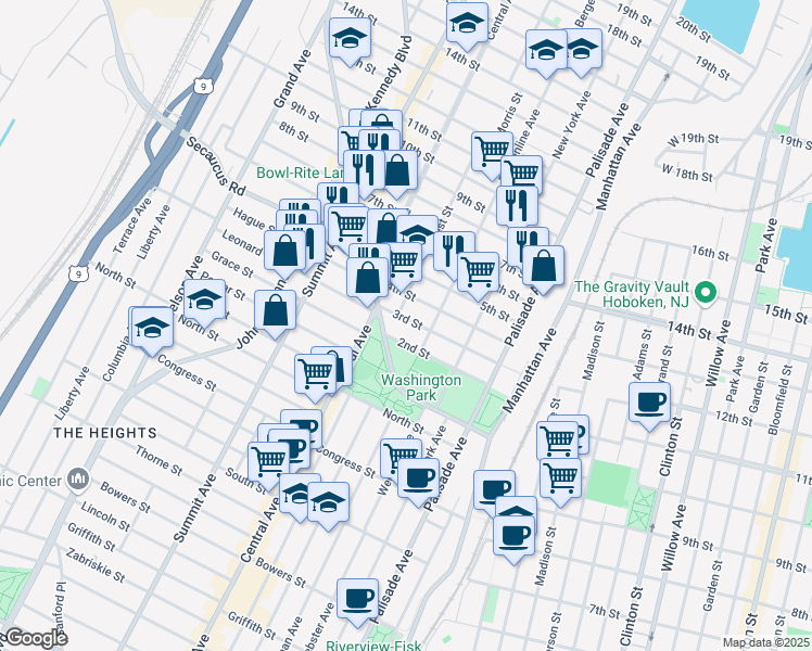 map of restaurants, bars, coffee shops, grocery stores, and more near 513 4th Street in Union City