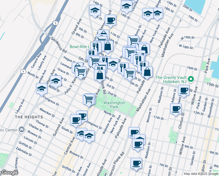 map of restaurants, bars, coffee shops, grocery stores, and more near 513 4th Street in Union City