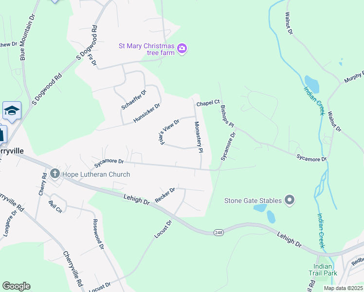 map of restaurants, bars, coffee shops, grocery stores, and more near 4017 Friar's View Drive in Northampton