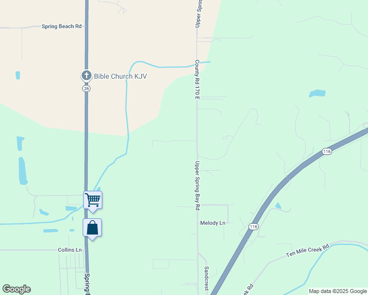 map of restaurants, bars, coffee shops, grocery stores, and more near 1145 Upper Spring Bay Road in East Peoria